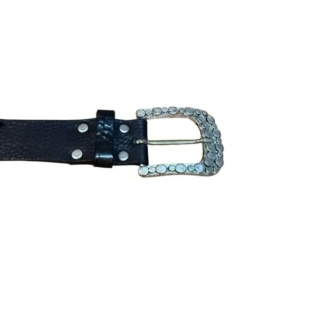 Leather Beaded Belt Black South Western Cowboy Rodeo